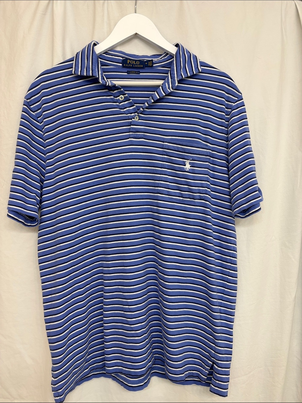 Polo Ralph Lauren Classic Fit Striped Pocket Polo Shirt Size Large